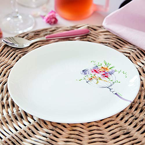 18pc Opal Glass Flower Dinner Set Dinnerware Tableware Summer (6 Dessert Plates)