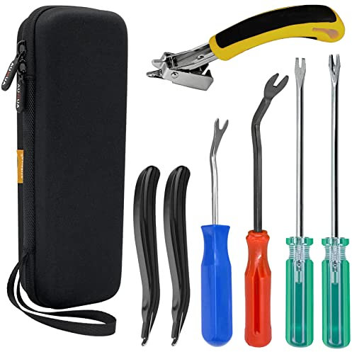 7 Stück Heftklammern Entferner, Klammerentferner Polster Schwerlast, Heftklammerentferner, Nagelheber mit Hart Tragetasche für Polster Konstruktion Büro Holz Auto, von AUMUA