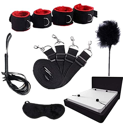 Bed Belt Rêštráint Coppia Set-Set cintura yoga in nylon felpato, adatto per giochi da camera (nero e rosso)