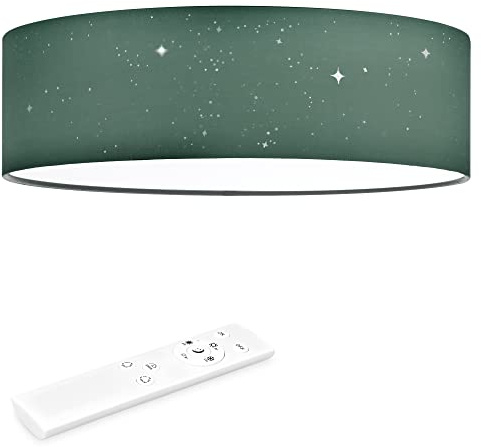 Navaris LED Deckenleuchte 40cm - Dimmbar Farbtemperaturwechsel Fernbedienung - 22W Dunkelgrün Sternenhimmel - Wohnzimmer Lampe Schlafzimmer Deckenlampe Kinderzimmer Lampe Decke