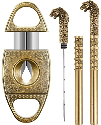 Scotte V-Schnitt Zigarrenschneider, Guillotine-Präzision, Zigarrenzugverbesserer-Werkzeug, Nadel und scharfe perfekte Zigarren-Schneider, Zigarrenzubehör-Set