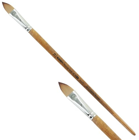 KUM 5126911 - Pennello per acrilico e olio Wood Line, lingua di gatto, misura 16, per artisti, pennelli per artisti, forniture per artisti
