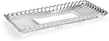 Mikasa Estate Crystal Glass Rectangular Serving Decorative Tray, 14.75 Inch