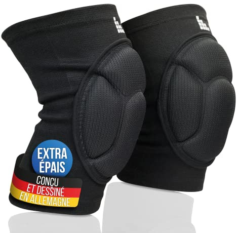 LAUTER SCHUTZ ® 3-ZONE Ginocchiere - traspiranti, elastiche, morbide - con imbottitura a 3 zone per protezione e libertà di movimento per pallamano, pallavolo, mountain bike e altro ancora (XL)
