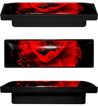 WOSHJIUK 4 Pack Cabinet Handles Dresser and Drawer Pulls,red Poppy Watercolor Paint,Kitchen Cabinet Hardware Door Handle