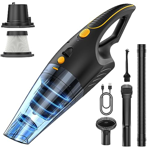 Aspirador de Mano Potente 120W, 13KPA, Aspiradora sin Coche, Aspiradora de Mano sin Cable Potente, Portatil Aspirador Sofa por Pelo de Mascota, Automóvil, Hogar, con luz LED, Absorbe Líquido