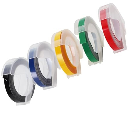 Embossing Refill Tape for Label Makers 6mm x, Fits and for MOTEX Models (1 Set(5 Colors))