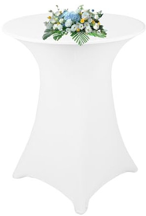 YFaith Stretch Stehtisch Hussen 80 x 110 cm, Tischhussen für Stehtische 80 cm, Weiß Stretch Tischdecken mit Verstärkung im Fußbereich, Stehtisch Stehtischhusse für Restaurants, Bars, Hochzeiten