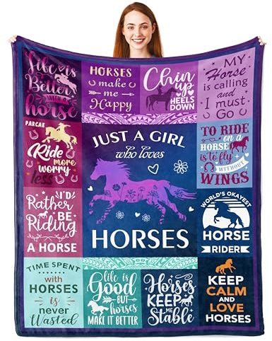 Parcae Horse Gifts for Girls Women, Unique Gift for HorseLovers, Teenage Girls Presents, Only Fools and Horses Presents, Just A Girl Who Loves Horses, Horsey Horse Blanket 150X130CM