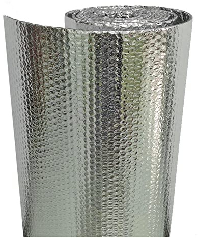 Self Adhesive Aluminium Foil Bubble Insulation Roll for Walls Roofs and Motorhomes Heat Insulation Vapour Barrier 2mm Thickness 9m² Coverage