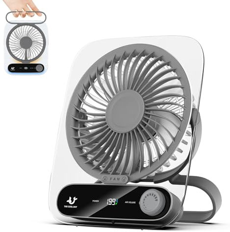 Simpeak Ventilatore da Tavolo Silenzioso con 199 Velocità,Mini Ventilatore Portatile USB Ultrasottile da Parete per Casa, Scrivania, Ufficio, Campeggio, Tavolo, 3000mAh Grigio