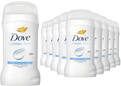 Dove Classic Fresh Anti-Perspirant Cream, Pack of 12, Deodorant for Women with Pro-Ceramide Technology for 48 Hours of Protection Against Sweat, 50 ml