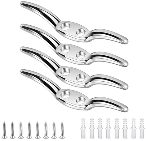 YANGWEN 4 Pezzi Set Bitte Nautiche in Acciaio Inossidabile 316 - Bitta a Corna/Bandiera per Corda - Accessori Ormeggio Barche per Alberi e Persiane - Include Hardware di Montaggio