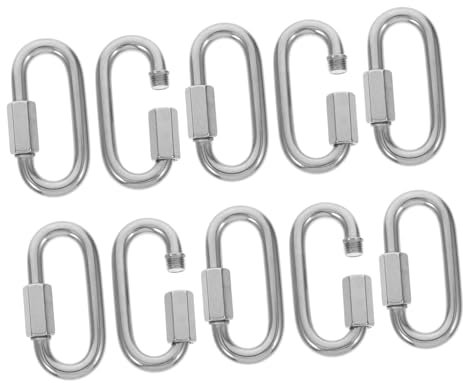 HEATSHAKING 10pezzi Pz Connettori Catena Acciaio Inossidabile d Shape Moschettoni Resistenti Per Campeggio e Attività Outdoor Facile e Veloce Da Utilizzare Per Collegamenti Sicuri e Stabili