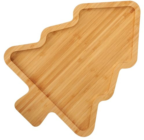 WILLKOMMEN Weihnachtliches Holztablett Deko,Holz Tablett Weihnachtsbaum-Form, Serviertablett Holz,Käsebrett für Snacks, Vorspeisen, Dessertteller, Dekoratives Tablett,30 x 22 x 1,5 cm