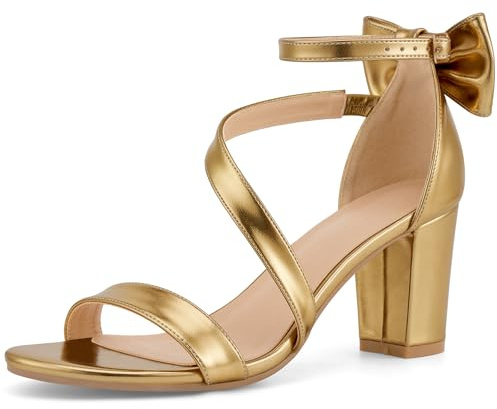 Reimferce Comfortable Block Heels for Women: 3.14 Stable Walk for Confidence on Wedding - Elegant Bow Ankle Strap & Cushioned Insole for Bride & Bridesmaids