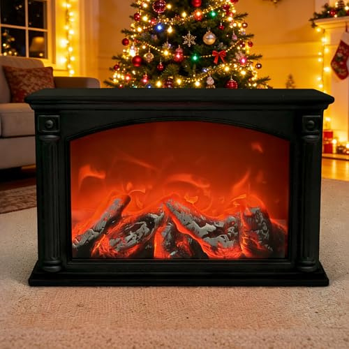 Led Kamin,Kaminlampe mit Tasten-Schalter,Elektrische Kamine Mit Flammeneffekt,USB&Batteriebetrieben Kaminfeuer Simulation Tischkamin Ornament Nach Hause