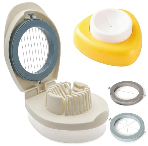 Cortador de Huevos Cocidos en Acero Inoxidable, Corta Huevos - Herramienta de Corte de Huevos 3-en-1 Práctica, Herramienta de Corte de Huevos, para Todos Los