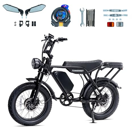 TONNERREY T8 1500W Single Motor Electric Bike for Adults 28MPH with 60V 30Ah Removable Battery, 20x4 Fat Tire All Terrain Ebikes, Front Suspension E Bike