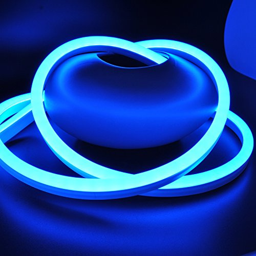 CBConcept ETL Listed 120 Volt LED NEON Flexible Lighting Strip, 10 Feet, BLUE, Waterproof Resistant, Accessories Included - Ideal For Indoor Outdoor Lighting Ready to plug to shine