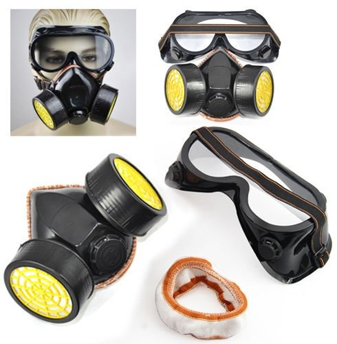 Masque respiratoire Double Cartouche avec lunettes Kit peinture anti gaz