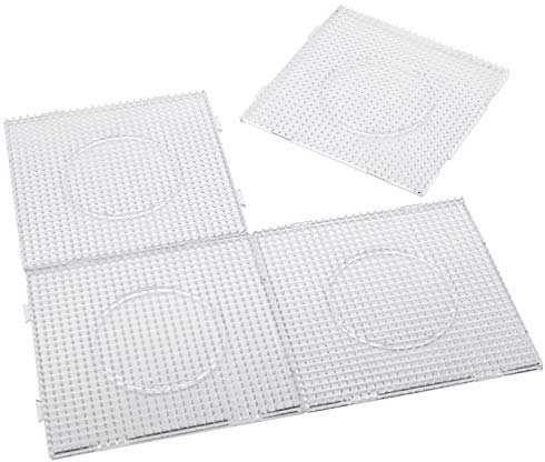 H&W Bügelperlen Platten,4Pcs 5mm Steckperlen,Transparente Steckplatten Bausätze mit 4 Bügelpapier