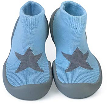 Step Ons Rubber Sole Baby Sock Shoes by Sock Ons - Baby First Shoes - Toddler Sock Shoes for Crawling, Cruising and Walking! (Blue Star 18-24 Months)