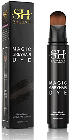 SEVICH Grey Hair Dye Brush Pens - Hair Root Touch Up Temporary White Hair Cover for Solon Home 20ml Darkbrown