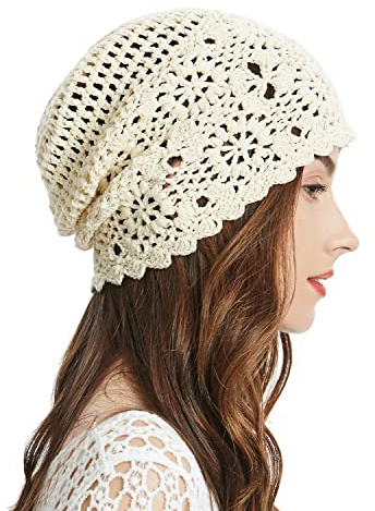 ZLYC Damen Beanie Strickmützen, Farbe: Beige, Einheitsgröße