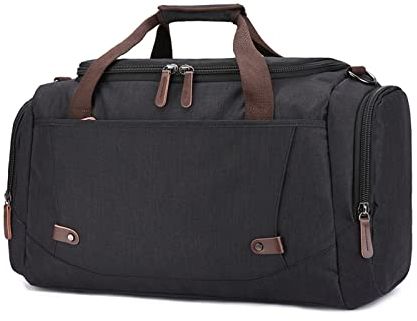FANDARE Reisetasche Große Sporttasche Segeltuch Schultertasche Tote Handtasche Männer Weekender Tasche Kliniktasche Schwimmtasche Trainingstasche für Frauen Männer Crossbody Bag Schwarz