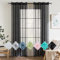 EMEMA 2er Set Sheer Voile Vorhang mit Ösen Transparente Gardine aus Voile Polyester Ösenschal Transparent Wohnzimmer Luftig Dekoschal für Schlafzimmer 140 X 145 cm (B x H) Schwarz
