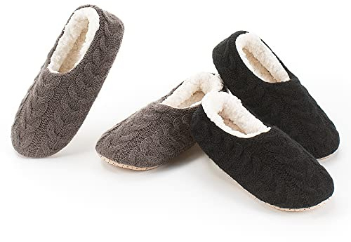 cosyone1997 2-Pair Womens Slipper Socks with Non-Slip Grippers, Winter Warm Fuzzy House Shoes Indoor Soft Sole, Cozy Gifts for Christmas Unique