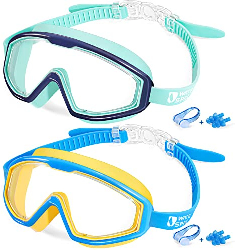 Water Space Kids Swimming Goggles, 2 Pack Swim Goggles for Kids 3-6 6-14 Children Girls Boys Toddler Junior Age 3 4 5 6 7 8 9 10 11 12 13 14 15 Years Old