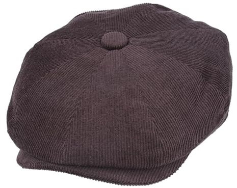 Menâ€™s Brown Cotton Corduroy Newsboy Cap 8 Panel Peak Baker boy Flat Hat [WN2163BRN-BROWN-S]