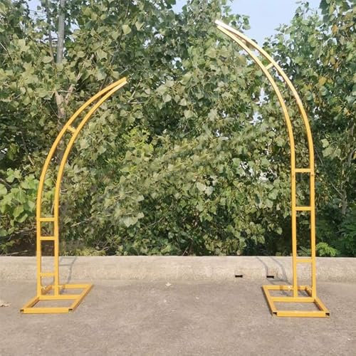 UIHECTA Wedding Arch Stand, Curved Wedding Arch Backdrop Stand, Balloon Arch, Photography Backdrop Stand, for Ceremony Birthday Party Anniversary Decor,Gold,2.1m+2.4m