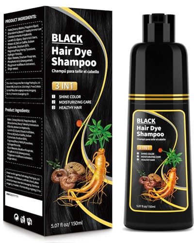 Champú de tinte para el cabello negro, nutrición natural para la cobertura del cabello gris