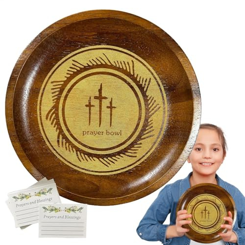 da preghiera in legno, realizzata a mano, rotonda, include biglietti di preghiera, regalo religioso decorativo per l'inaugurazione della casa e decorazioni natalizie, da preghiera in