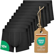 Boxer Homme Lot de 10 - Caleçon Noir en Coton Respirant - sous-vêtement Confortable et Doux - Design Classique (FR/ES, Alpha/Lettres, L, Taille Normale, Taille Normale, Noir)