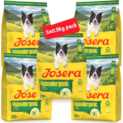 JOSERA Adult Hypoallergenic (5 x 900 g) | Nourriture sèche de qualité supérieure pour Chiens Adultes avec intolérances | Insectes comme Seule Source de protéines animales | sans céréales | Hautement