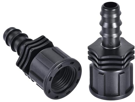 TA-VIGOR ABS Hose Barb Fitting Coupler, 13mm Barb G1/2 Female Thread Pipe Fitting Adapter, Hose Pipe Barb Tail Connector for Garden Plumbing Air Water Oil (2PCS, Black)