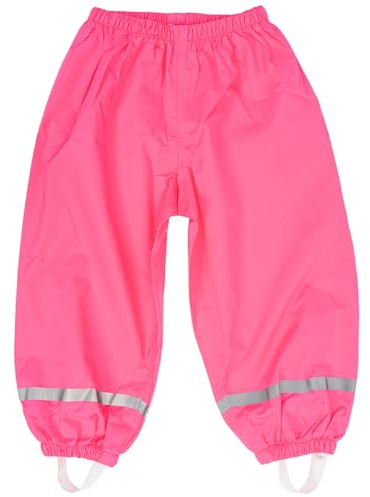 Zouwel Pantalones de lluvia unisex para niños, sin forro, resistentes al viento e impermeables, ideales para lluvia y barro, rojo, rosa, 122-128