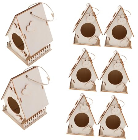 WEKAMOS 8 Piezas Kit de Casitas de Pájaros de Madera sin para Manualidades DIY para Pintar y para Actividades Artísticas y Fiestas Infantiles
