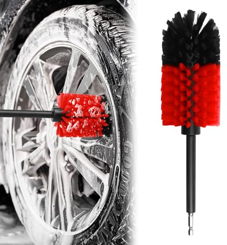 Spazzola Cerchi Auto, Spazzola per Ruota, 1/4 Spazzole Trapano, Elettrica Rotante Pulizia, Altamente Densa e Resistente Pennelli Pulizia Auto per Moto, Biciclette, Alluminio Cura Cerchioni Acciaio