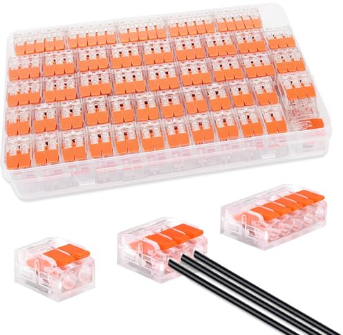 Cable Connectors, SPL2-5 Connection Clamps Set, 75 Pieces Connection Clamps, Electrical Cable Connector Clamps 2, 3, 5 Pin with Lever for All Conductor Types Worldwide