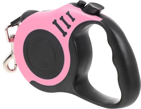 SHOWERORO Correa Retráctil para Perros Portátil de 3 Metros, Color Rosa, Material Abs Resistente, Correa para Paseos al Aire Libre y Entrenamiento Seguro de Mascotas