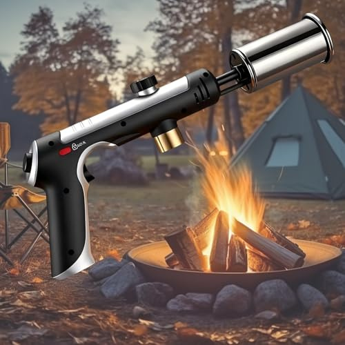 Kraftfull Propanbrännare för Matlagning och BBQ, Köksbrännare med Turbo-läge och Hög Värme, Justerbar Låga för Grillning, Bryning av Mat, Kol och Eldkorgar