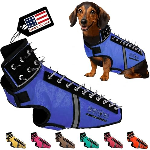 CoyoteVest SpikeVest Dog Harness Vest for Small Dogs, Reflective Dog Vest with Spikes to Shield Your pet from Coyotes, Raptor and Animal Attacks, Anti Hawk Vest, Made in USA (S-Royal Blue)