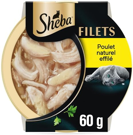 SHEBA Filets Nourriture pour Chat Adulte au Poulet en Sauce, 32 barquettes de 60 g