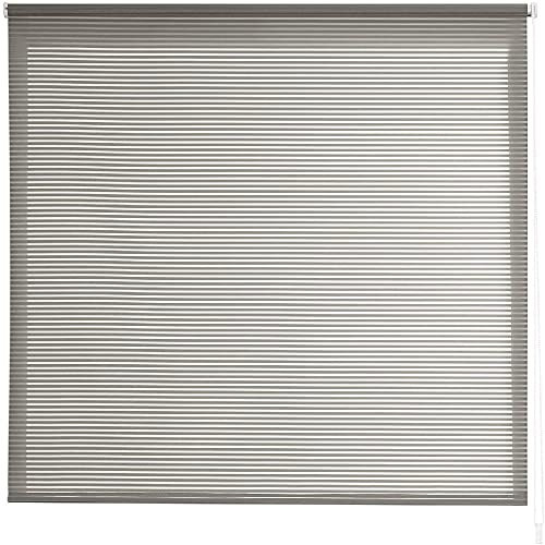 Estoralis | Robert | Estor Enrollable Diseño Moderno | Translúcido Rayas | Gris | 90 x 195 cm (Ancho/Alto) Tamaño Tela 87 x 190 cm | Estores para Ventanas y Puertas