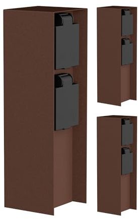 ledscom.de 3 Tomas de jardín Pilar POMI para Exterior, IP44, 2 vías, Acero Inoxidable, marrón, Cuadrada, 23 cm
